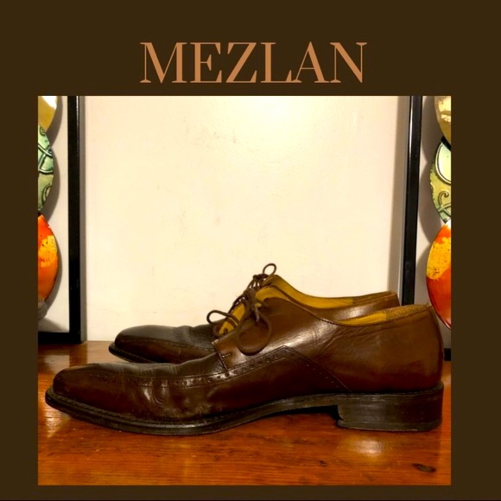 MEZLAN VERDICT Brown 2 Tone Leather Dress Oxford Lace Up Square Toe Size 11.5M - Picture 6 of 13